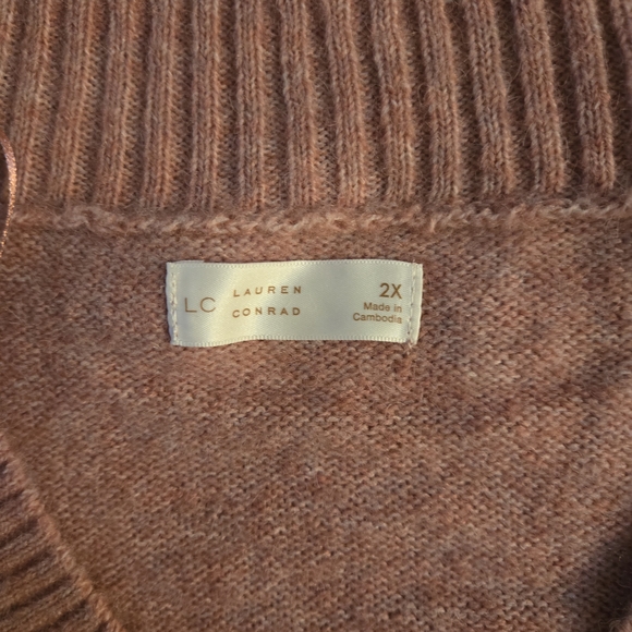 🆕️ NWT LC Lauren Conrad Dusty Rose V-Neck Sweater - Picture 3 of 4